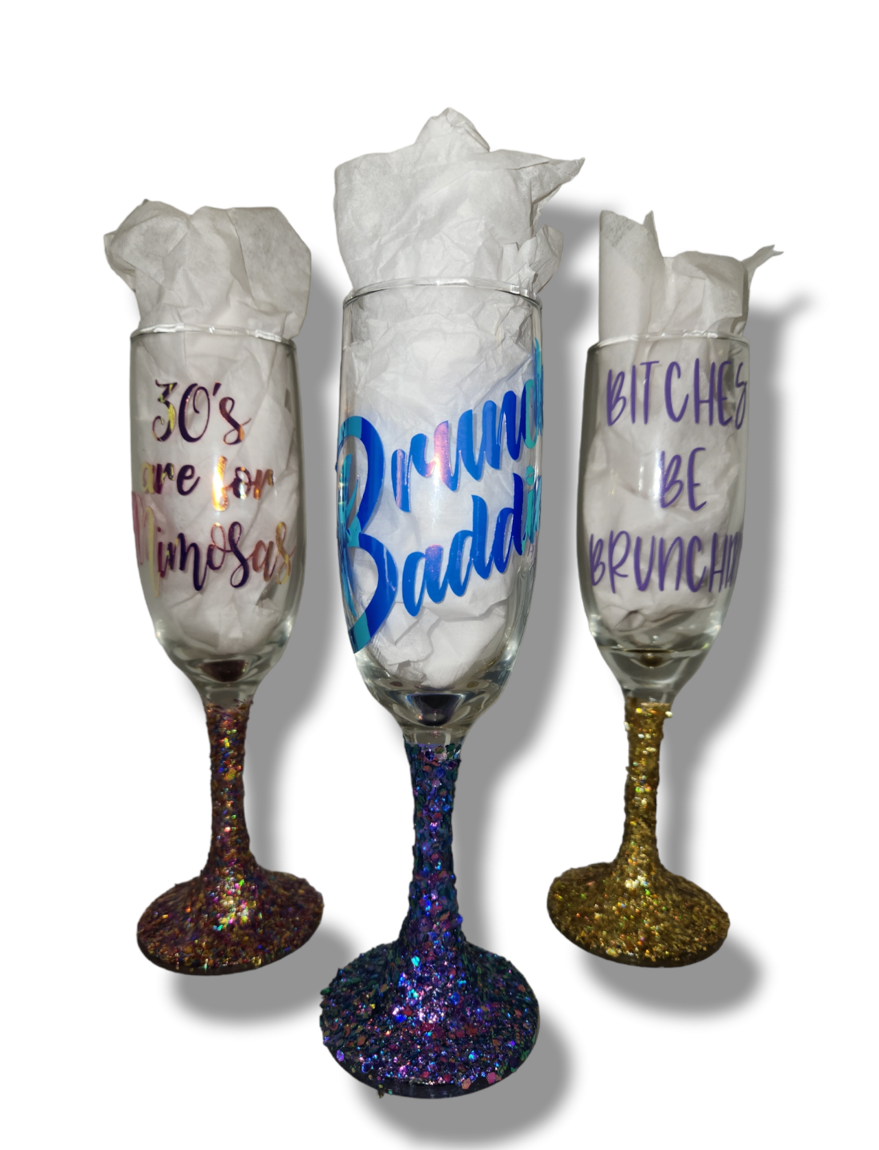 Custom Glitter Champagne Glass