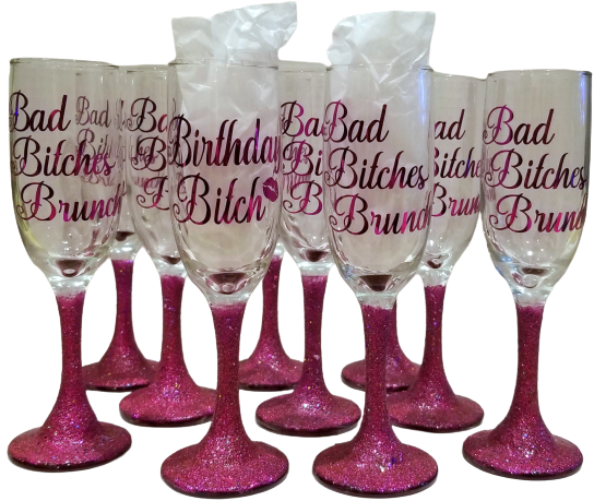Custom Glitter Champagne Glass