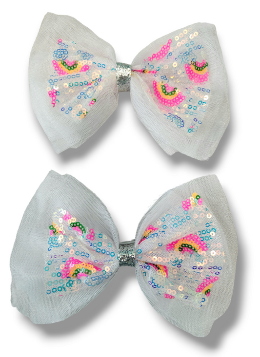 White Rainbow Princess Bows